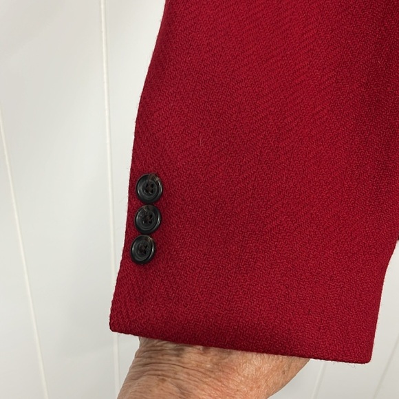 LL Bean Womens Blazer/Jacket 12R Red 70% Wool 30% Lambswool Quilted Lining EUC - Picture 3 of 13
